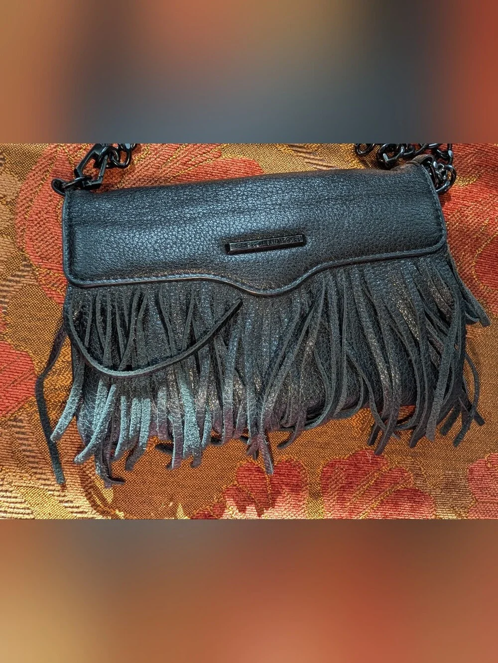 Rebecca Mincoff Fringe Crossbody Shoulder Bag - Black